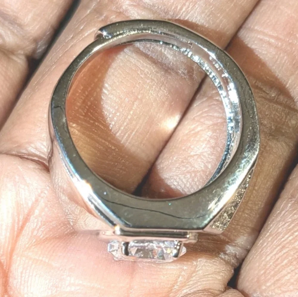 3 Ctw White Oval Moissanite Men's Wedding Ring In Sterling Silver Sz 8